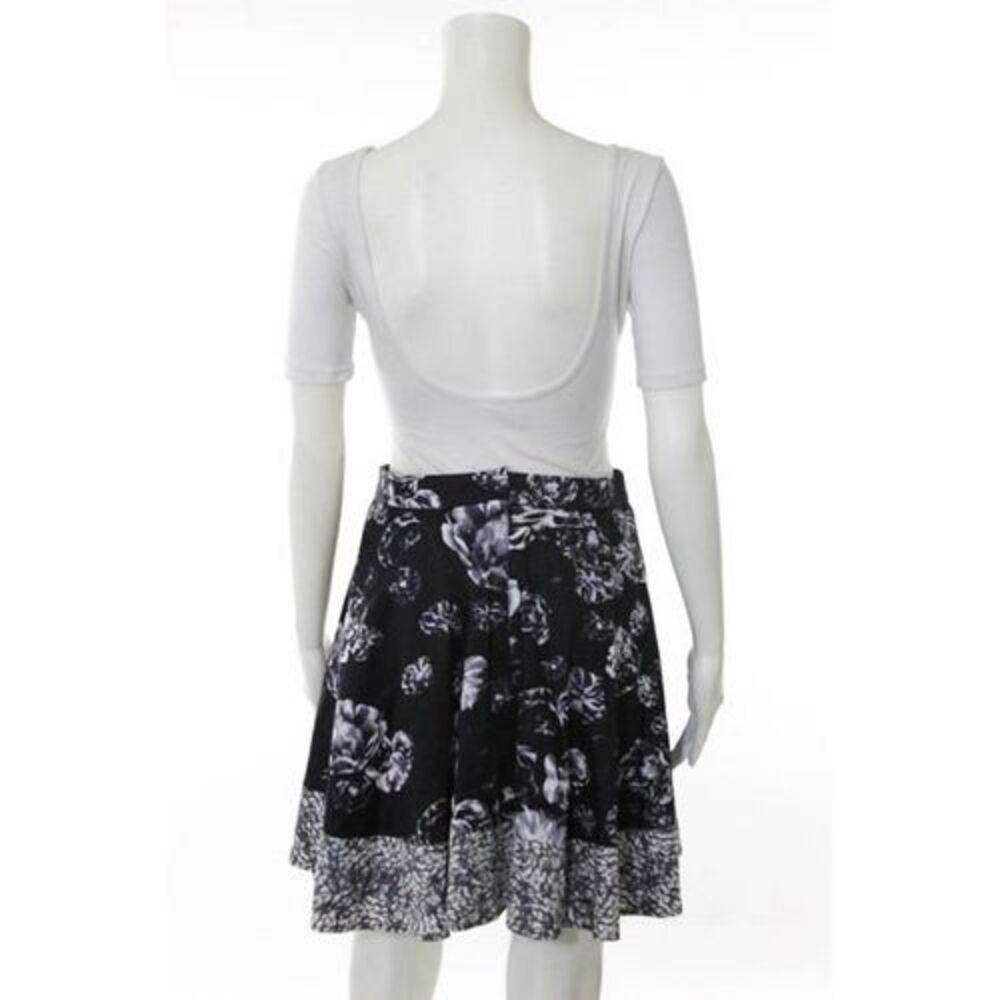 PRABAL GURUNG FOR TARGET Black White Cotton Floral Print A-Line Skirt Sz 4 - Picture 3 of 6